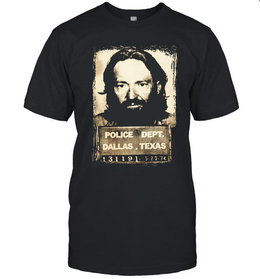 Mugshot Willie Nelson T-Shirt Black