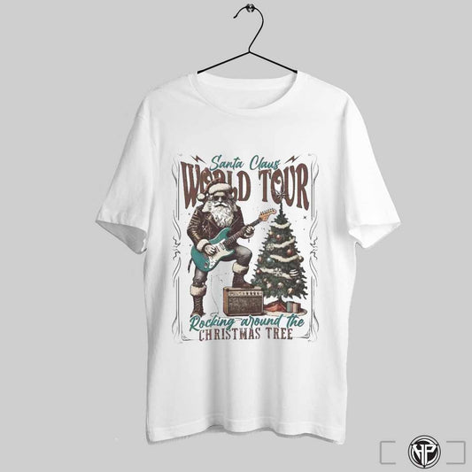 Santa Claus World Tour Rocking Around The Christmas Tree Shirt Trendy Sweatshirt
