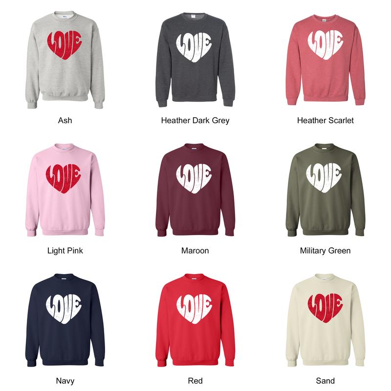 Retro Love Heart, Vintage, Sweatshirt, Valentine's Day
