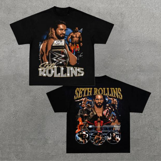 VINTAGE TEE  SETH ROLLINS, Double Sided Prints Vintage T-Shirt, Wrestler Shirt, WWE Shirt, Y2k Shirt, Vintage Graphic Tee, Unisex T-Shirt, Gift For Hi