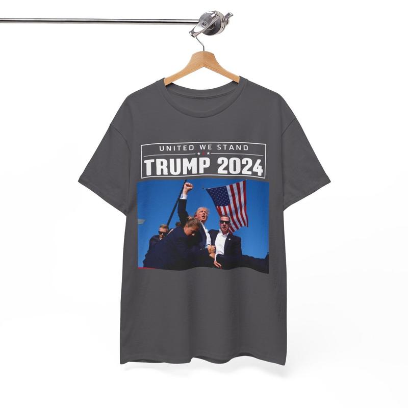 Trump United We Stand - Trump 2024 - Trump Rally Shooter Tshirt - Trump You Missed - Trump Survived - USA Freedom - Donald J. Trump Unisex Heavy Cotton Tee