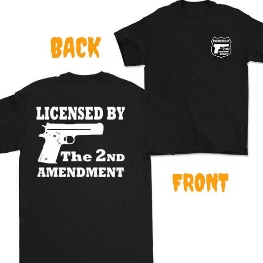 LICENSED BY - THE 2ND AMENDMENT T-SHIRT - Vintage Tee - Double Side - menswear Top - Unisex Tee - Design Color White & Black