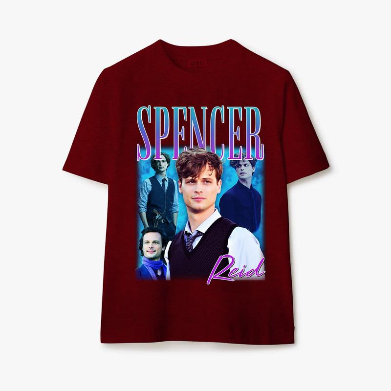 Spencer Reid Homage T-shirt Tee Top Funny Retro 90s Gift TV Show Menâ€™s Womenâ€™s Classic Collar