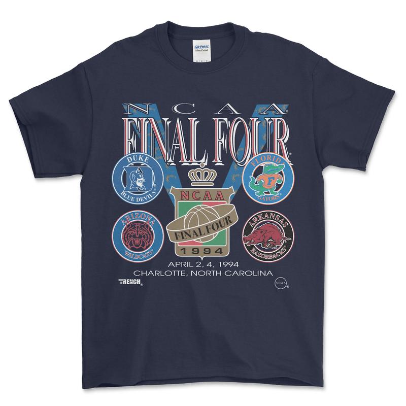 Vintage NCAA Final Four 1994 Duke Florida Gatos Arkansas Arizona T-shirt Top Menswear Fitted Medium Short Sleeve Street Style Tee Underwear Streetwear 90s vintage