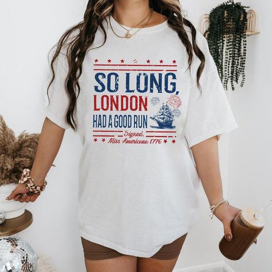 Vintage Miss Americana So Long, London Shirts 4th of July Gift for Her