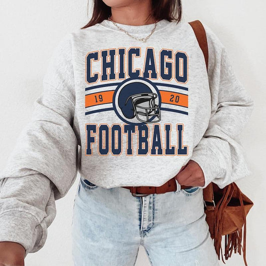 Vintage Chicago Football Crewneck Sweatshirt / T-Shirt, Bears Shirt, Retro Chicago Football T-Shirt, Chicago Sweatshirt, Chicago Fan Gift Womenswear Hoodie