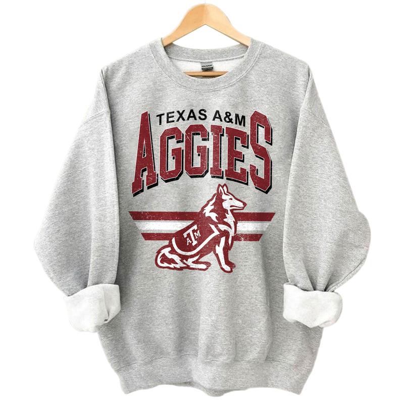 Vintage NCAA Sport Team Texas A&M Aggies Shirt, Graphic Basketball, Football, Baseball Team Gift, Cotton T-Shirt, Men, Women, Classic Sweatshirt