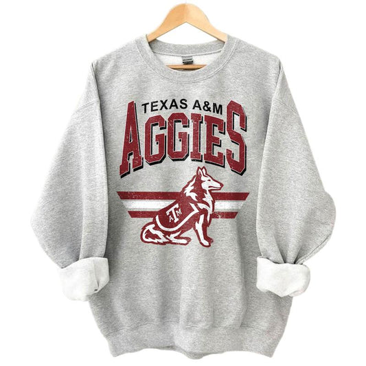 Vintage NCAA Sport Team Texas A&M Aggies Shirt, Graphic Basketball, Football, Baseball Team Gift, Cotton T-Shirt, Men, Women, Classic Sweatshirt