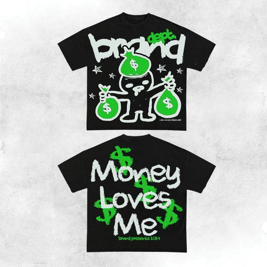 Y2K Graphic Money Love Me Green Personalize Printed TshirtSweater Casual Cotton Gift For Christmas