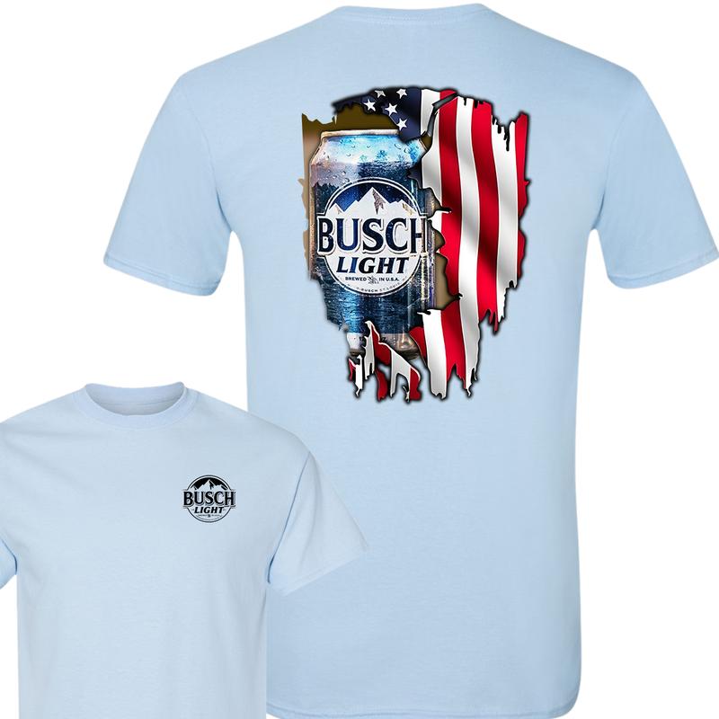 Busch Light Logo Flag T-Shirt, Summer T-Shirt, Full Color T-Shirt, Unisex T-Shirt, For Men, For Women, Gift For All