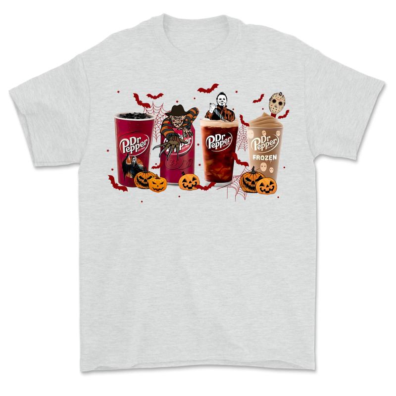 Dr Pepper Horror Shirt, Horror Movie Characters T-Shirt, Halloween T-Shirt, Spooky Season Casual Classic