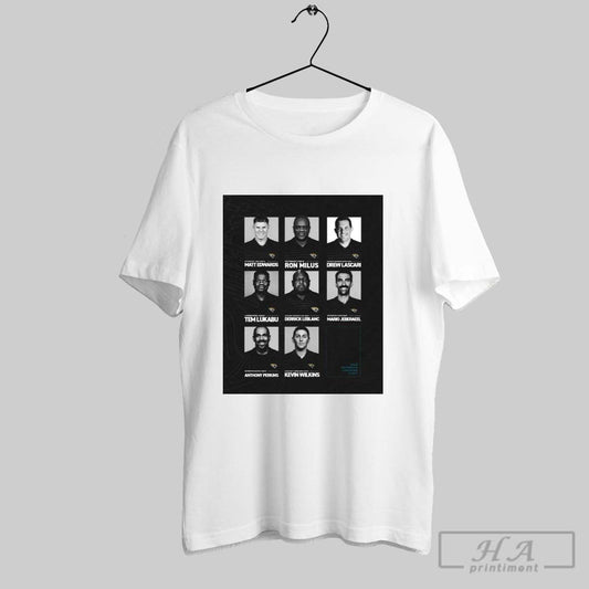 Poster Jacksonville Jaguars 2025 Defensive Coaching Staff Matt Edwards Ron Milus Drew Lascari Tem Lukabu T Shirt