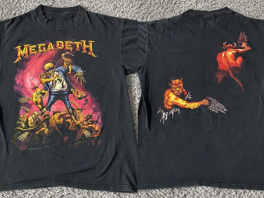 Vintage Megadeth Band T Shirt Brockum Black Metal 90s 1991 Graphic Single Rap Hop Hip, Megadeth Band 2024 Tour Shirt, 2024 Tour Fans Shirt, Vintage Gr