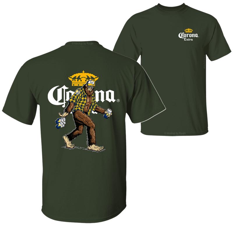 Bigfoot Corona Extra T-shirt, Corona Extra Shirt, 2 Sided Graphic Printed Unisex Classic Comfort Cotton T-Shirts for Men for Women Menswear Top