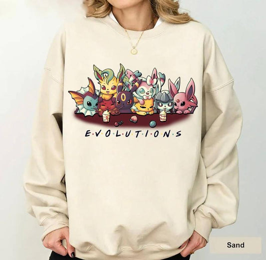Eevee Eeveelution Sweatshirt, Slyveon, umbreon, Espeon, Flareon Anime, Vintage Anime Sweater, Anime lover gift, Anime merch, Anime Lover Sweatshirt, H