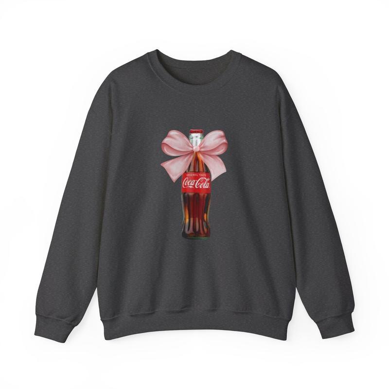 Coca Cola Pink Bow Sweatshirt, Coca Cola Crewneck, Coke Lover, Trendy Sweatshirt, Coca Cola Fan, Gift for Coke Drinker, Gift for Friend T-, Hoodishirt