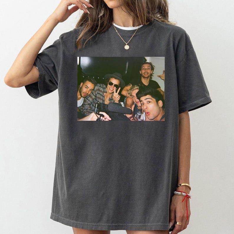Vintage One Direction Selfie T-Shirt, Thank You One Direction Gift For Fan, Music Tour T-Shirt Casual Cotton