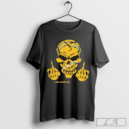 Skull Middle Fingers Los Angeles Chargers Graphic T-shirt