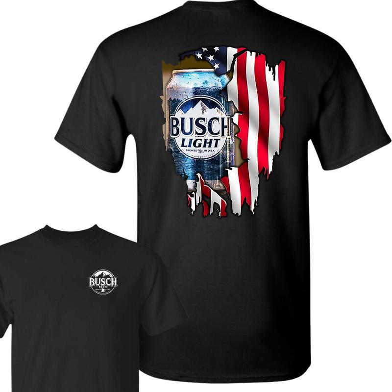 Busch Light Logo Flag T-Shirt, Summer T-Shirt, Full Color T-Shirt, Unisex T-Shirt, For Men, For Women, Gift For All