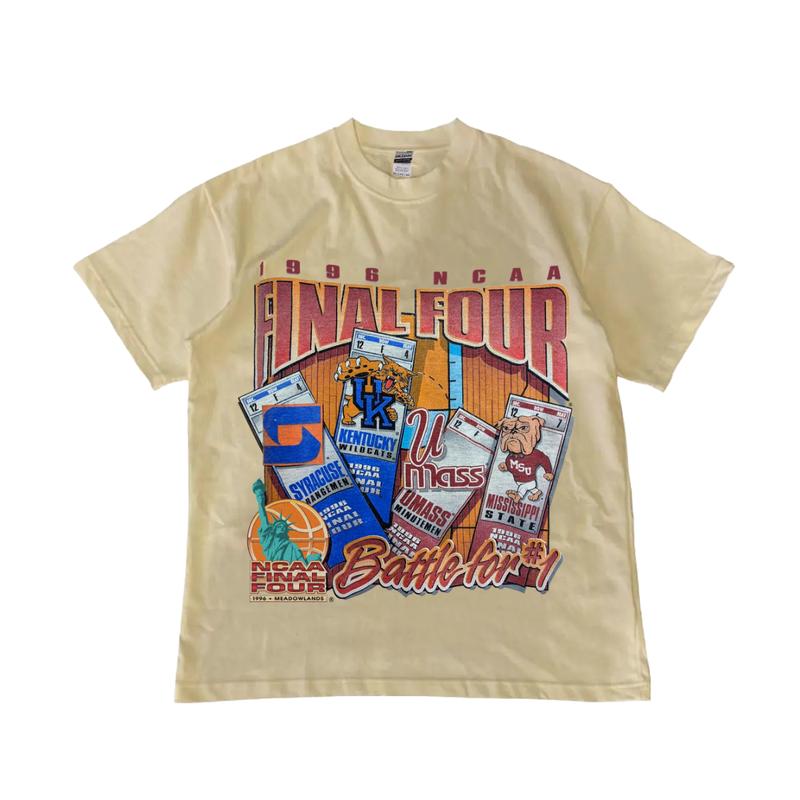Vintage Final Four Salem NCAA  1996 Kentucky Syracuse UMass Misissippi T-Shirt Cotton Short-sleeve Retro Streetwear Tshirt Menswear Top