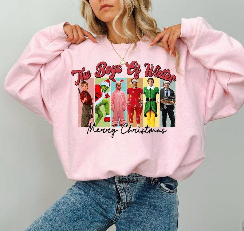 Boys of Winter Christmas, Holiday Movie, Christmas Matching Family, Retro Holiday, Casual Sweashirt Hoodie Tshirt Shirt Collar Comfort