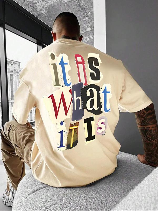 Men's Letter Print Round Neck Tee, Regular FitÃ‚Â Casual Short Sleeve T-shirt, Graphic Tees,Ã‚Â Streetwear, Summer Clothes,Ã‚Â Men Summer Top