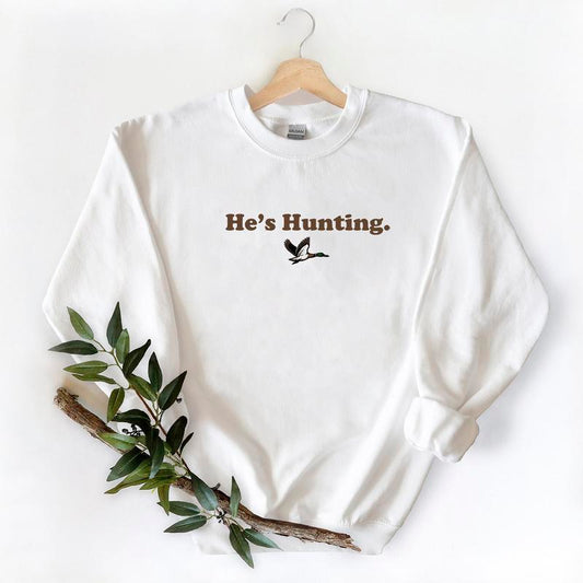 He is Hunting Mallard Duck Sweatshirt, Minimalist Graphic Sweatshirt Unisex, Retro Hunting Season Sweatshirt duck sweatshirt