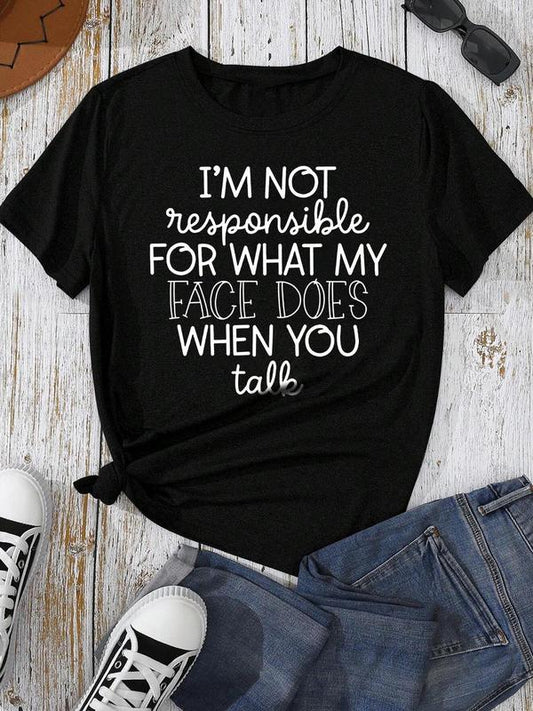 Women's Letter Print Round Neck Tee,Ã‚Â Summer Clothes Women, Trendy Casual Short Sleeve Crew Neck T-shirt for Daily Wear, Ladies Summer Outfit