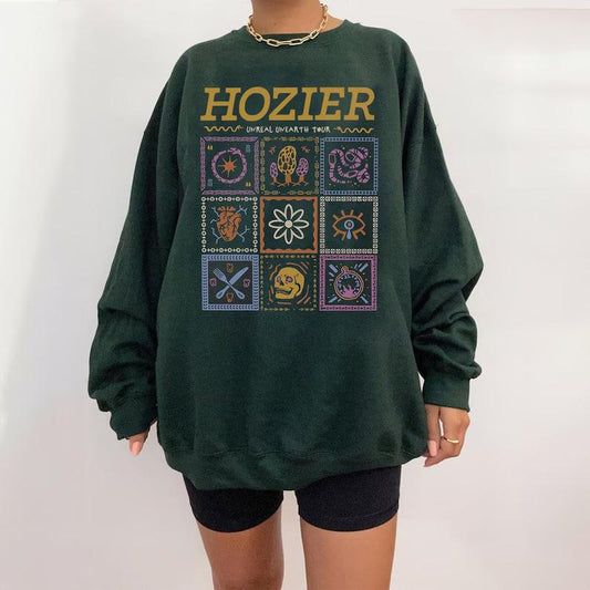 Retro Hozier 90s T-Shirt, Unreal Unearth Tour Sweatshirt, Hozier Album Merch, Dark Academia Tee, 2024 Music Concert, Shirt For Fan