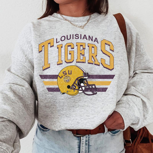 LSU Tigers Vintage Football NCAA Sweatshirt, Vintage Louisiana State University Sweatshirt, Unisex Vintage Sweatshirt NCAA, Classic Sport Sweatshirt, Gifts For Football Fan Sport
