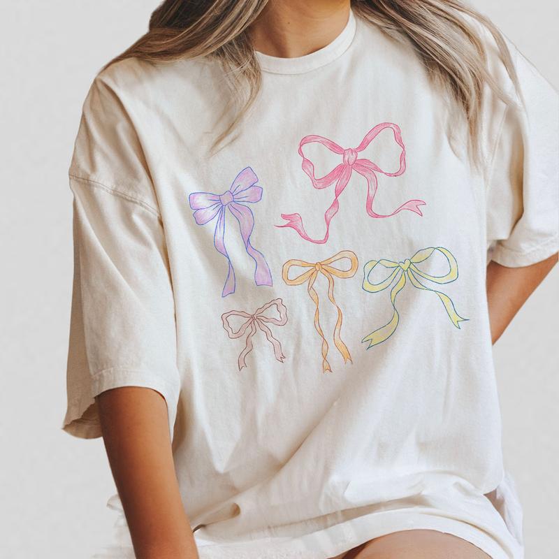 Coquette Bows Shirt for Her, Coquette Aesthetic, Bow Collage Tshirt, Ribbon Shirt for Girl, Comfort Tee Bows Coquette, Ribbon Graphic Tee Oversized, C