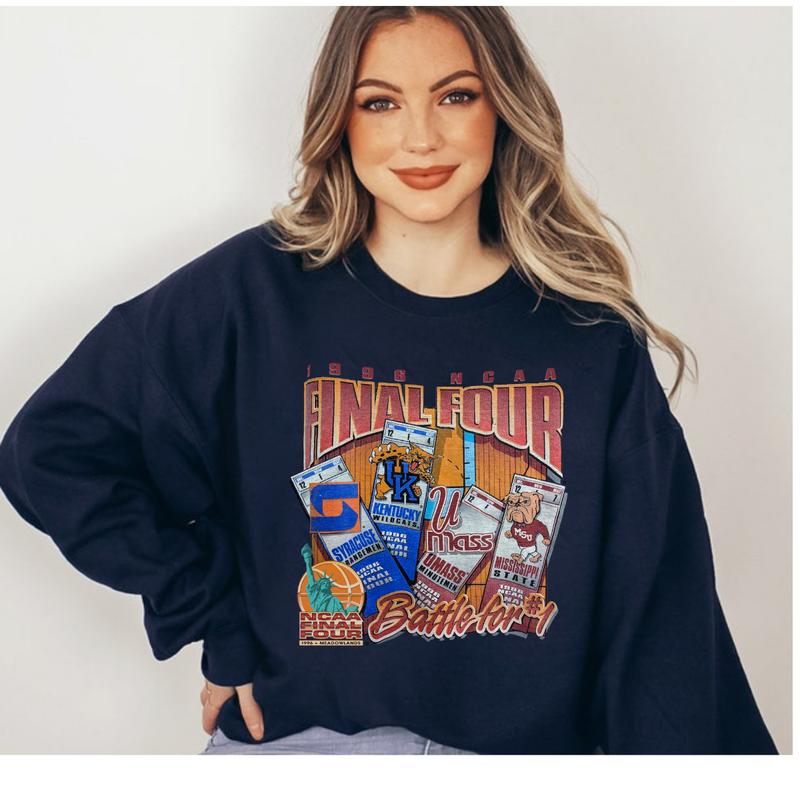 Vintage NCAA 1996 Final Four Sweatshirt Casual Classic Clothing Cotton Menswear Top Athletic Short Sleeve Tee Tshirt