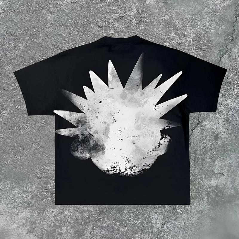 Y2K Graphic The Brain Explodes Print Short Sleeve T-Shirt TRENDY men graphic