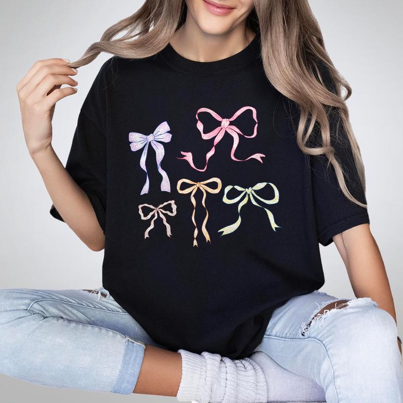 Coquette Bows Shirt for Her, Coquette Aesthetic, Bow Collage Tshirt, Ribbon Shirt for Girl, Comfort Tee Bows Coquette, Ribbon Graphic Tee Oversized, Coquette Gift for Her, Wife Bow Birthday Gift, Coquette Aesthetic, Oversized Graphic Tee, Women Top