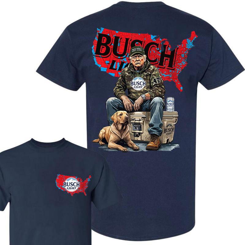 Busch Light Trump Hunting Camo Map Unisex Shirt,US Presidential Election 2024 Map Shirt, Trump won 47th president Election 2024 Shirt, Busch Light Trump With Local Boy Cotton hoodie