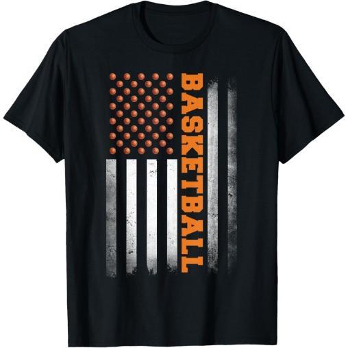 Basketball USA US Flag Basketball Men Boys T-Shirt Made in USA