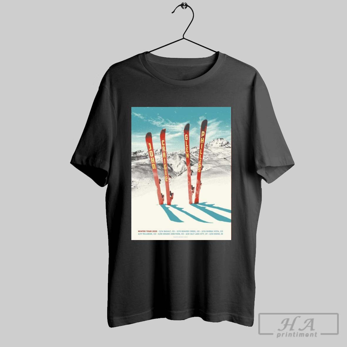 Poster John Craigie And Glenn Phillips Winter Tour 2025 2 14 Basalt Co 2 15 Beaver Creek T Shirt