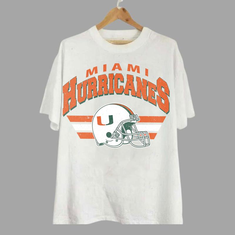Miami Hurricanes Vintage Football NCAA Sweatshirt - Tshirt - Hoodie, University of Miami Unisex Football NCAA Shirt, Unisex Vintage NCAA Shirt, Classic Football Shirt, Gifts For Football Fan Sport, Cotton, Sweatshirt, Casual Clothes