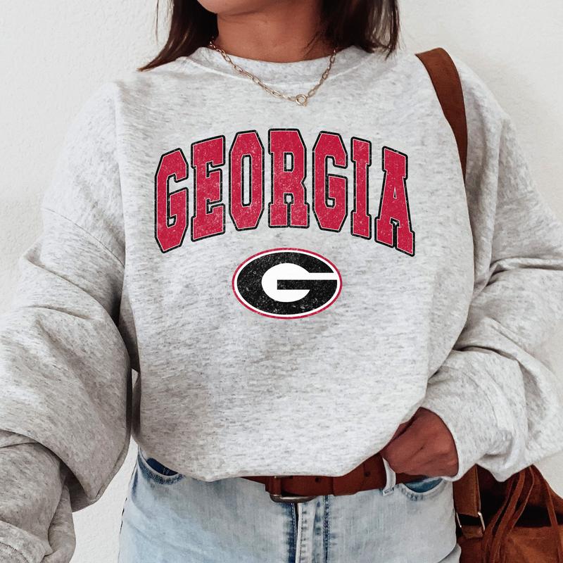 Georgia Bulldogs Vintage Football NCAA Trendy Sweatshirt, University of Georgia Unisex Football NCAA Shirt, Crewneck, Cotton, Sweaters, Pullover