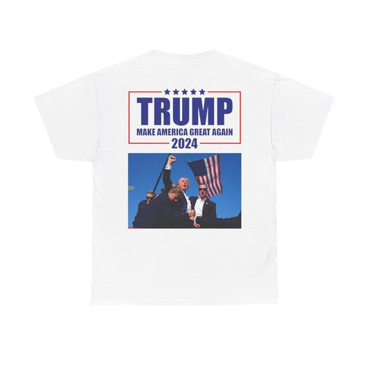 Make America Great Again - Trump 2024 - Trump Rally Shooter Tshirt - Trump You Missed - Trump Survived - USA Freedom - Donald J. Trump Unisex Heavy Cotton Tee