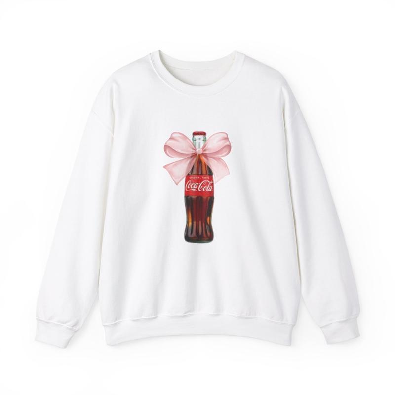 Coca Cola Pink Bow Sweatshirt, Coca Cola Crewneck, Coke Lover, Trendy Sweatshirt, Coca Cola Fan, Gift for Coke Drinker, Gift for Friend T-, Hoodishirt