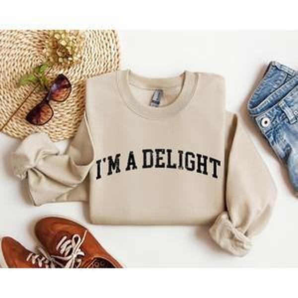 I'm A Delight Funny Sweatshirt, Sarcastic College Sweatshirt, Women's Crew Neck, Crewneck Casual Comfort Womenswear ComfortableÃ‚Â Graphic