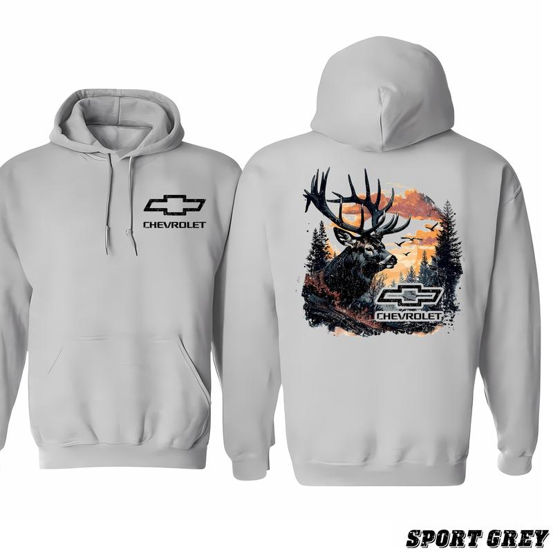 Chevrolet - Buck Wear Men's Chevy-camo Fill Deer Hoodie, Variety In Colors, Trendy Fashion Available, Classic Cotton, Menswear Unisex, Unisex