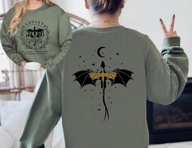 Basgiath War College Double-Sided Sweatshirt, Violet Sorrengail Bookish Shirt Fourth Wing Shirt, Bookish Dragon Rider Shirt, Book Lover T-Shirt, Booki