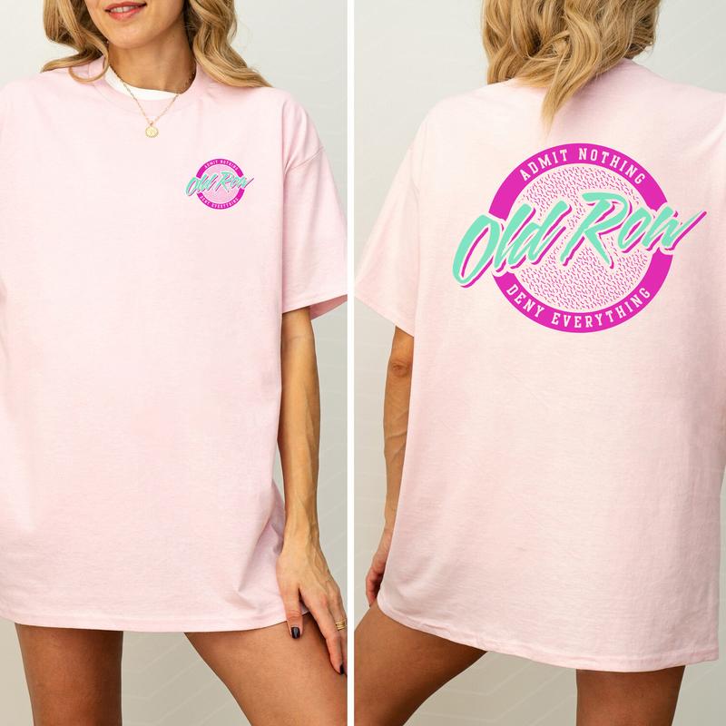 Retro Old Row Circle Logo 2-Sided Graphic Shirt, Vintage Old Row T-Shirt for Women, Cotton Fabric Tshirt, Printed Women's Top, Casual Womenswear