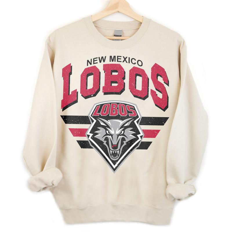 New Mexico Lobos Vintage NCAA Sweatshirt, University Football Shirt, Classic Gift for Fans, Men, Women, Unisex Cotton Comfort, Vintage Style