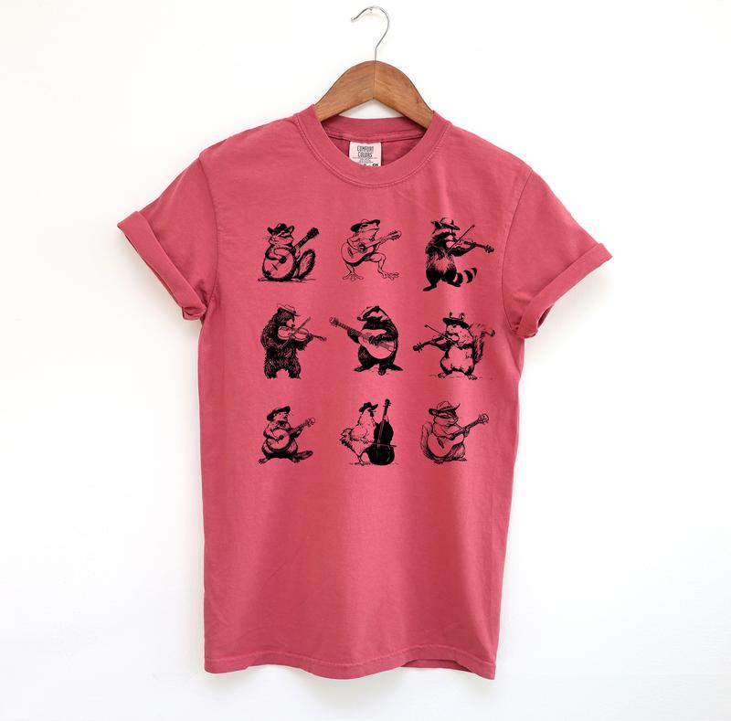 Animals Playing Music Funny T Shirt, Silly Comfort Colors Shirt