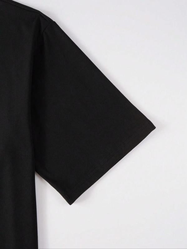 Men's Letter Graphic Print Round Neck Tee, Regular Fit Street Fashion Casual Short Sleeve T-shirt for Summer, Graphic Tees,Â Men'sÂ Streetwear Top for Daily Wear