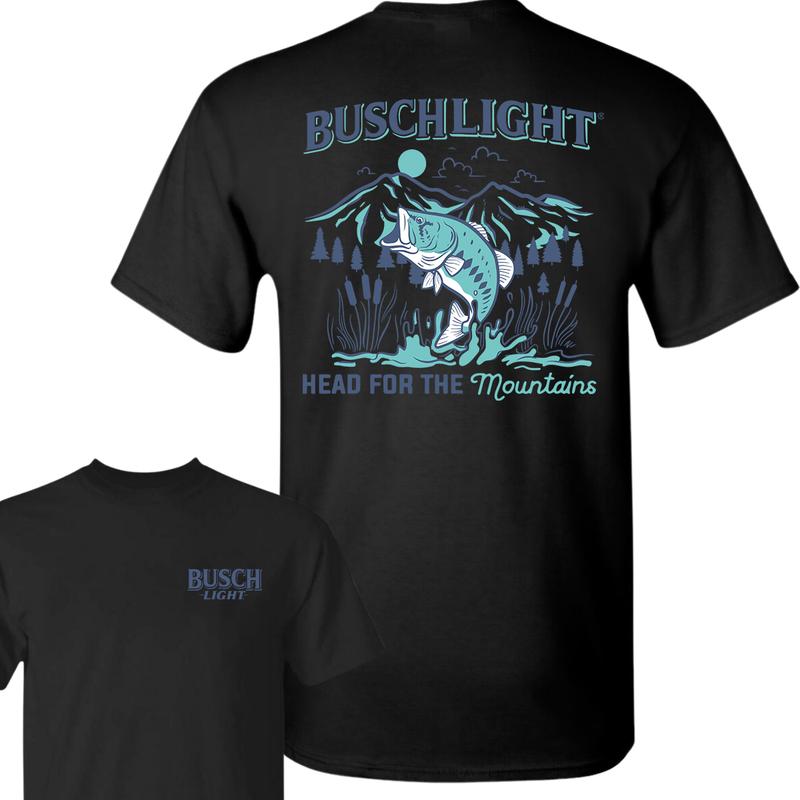 Busch Light Head For The Mountains Fishing T-Shirt, 2 Side T-Shirt, Full Color, Trendy To Timeless, For Men, For Women