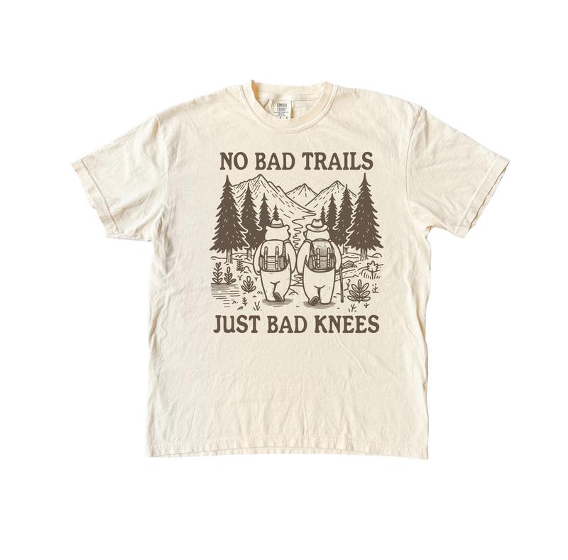 No Bad Trails Just Bad Knees T Shirt, Funny Hiking Comfort Colors Shirt, Casual Graphic Tee